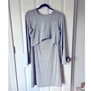 Soft grey sweater dress (versatile for nursing)